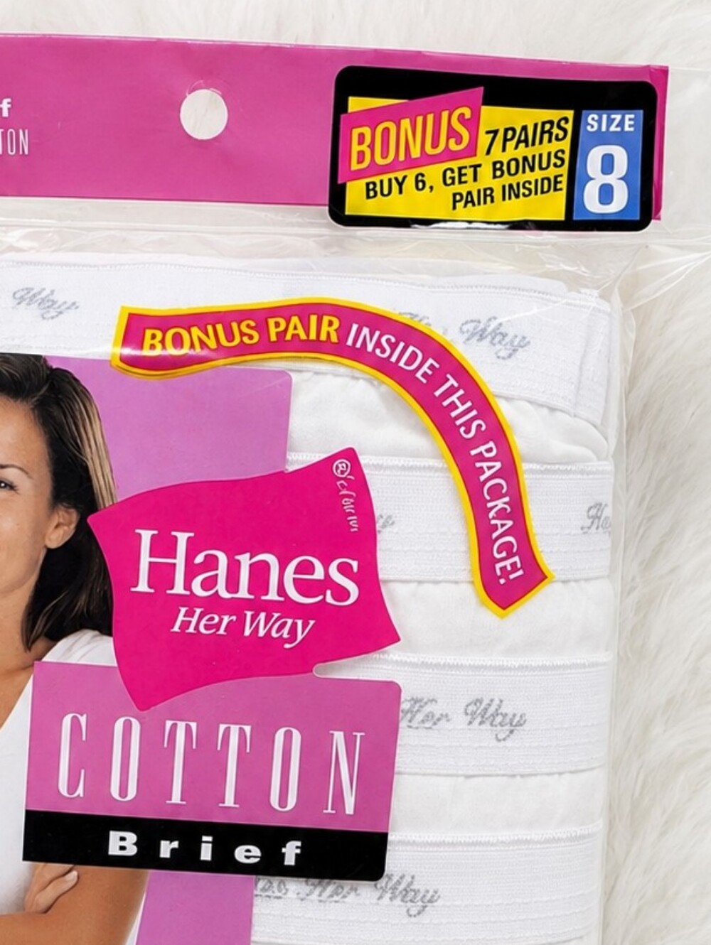 Vintage Hanes Her Way 100% Cotton White Briefs Underware New In Package 7 Pairs - Picture 2 of 5